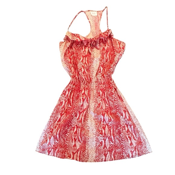 NWOT Parker Red/White Snakeskin Sleeveless Cotton Dress Size Small MSRP $198